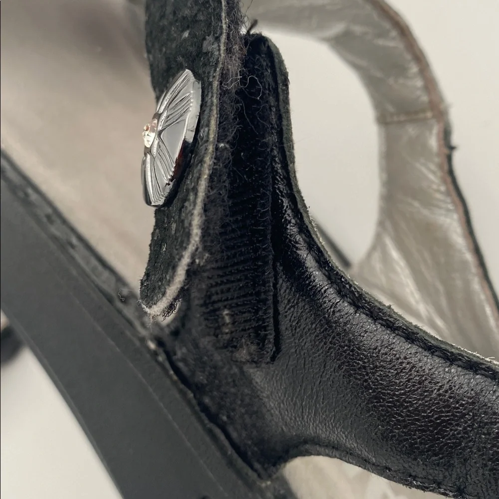 Algria Stylish Black Sandals leather women 38 casual office retro Y2K